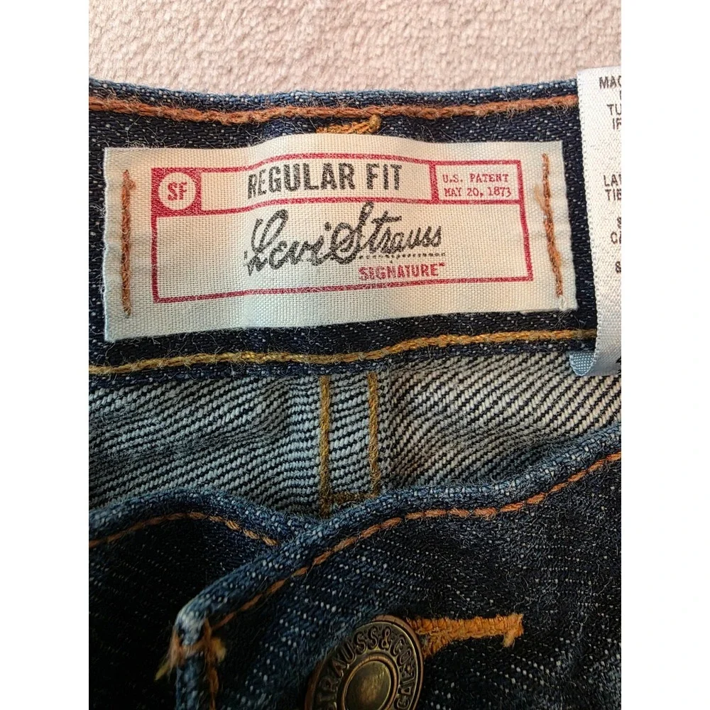 Levi Strauss Signature Jeans Mens 36x32 Blue Regular Fit Dark Wash Denim
